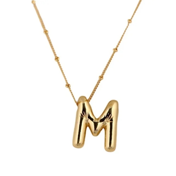 New!! Bubble Initial Necklace- Gold, Waterproof, Hypoallergenic - Picture 3 of 4